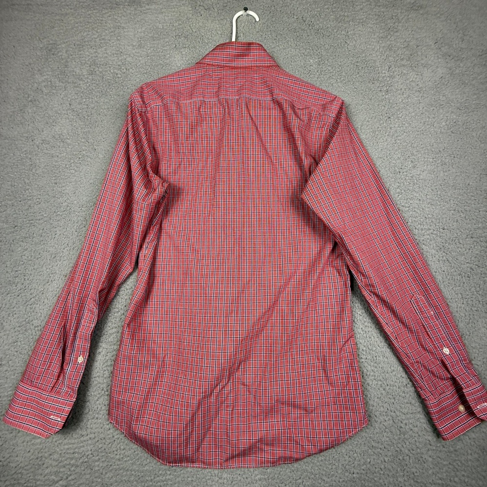 Banana Republic Non Iron Tailored Slim Fit‎ Red Plaid Button Down Shirt Men S - Picture 8 of 9